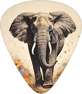 Elephant painting Guitar Picks 12 Pack Bass Picks with Organizer Box Guitar Plectrum Includes Thin Medium Heavy Guitar Picks Ukulele Picks for Bass Acoustic Electric Guitars