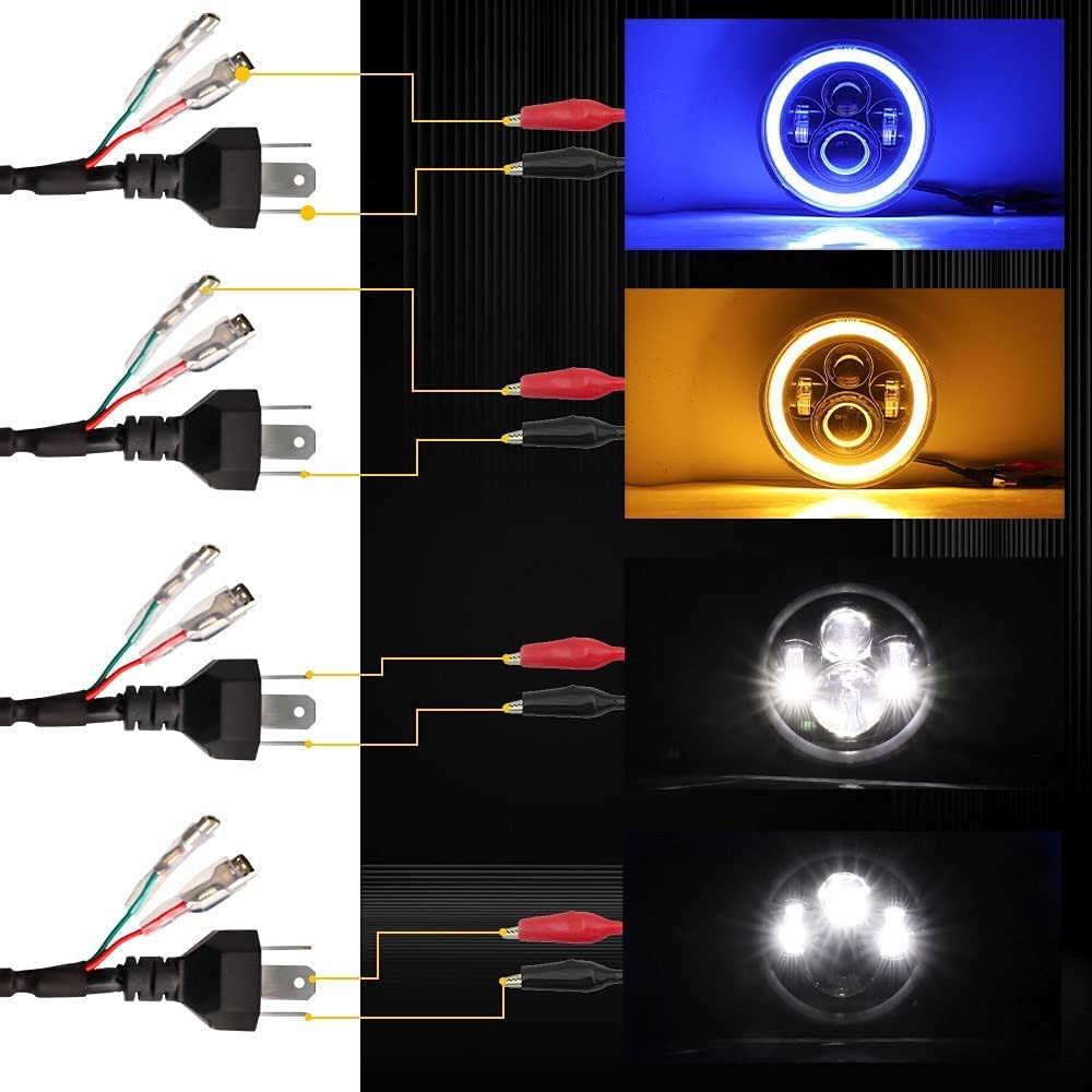 7 Pollici Faro LED Moto Rotondo 4 Modalità Illuminazione DRL Bianco Lampeggiante Ambra Integrazione Faro Compatibile con Harley Touring Road King Ultra Classic Electra Street Glide Tri Cvo Heritage