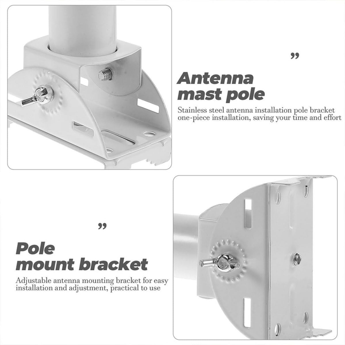 NUOBESTY Support D'antenne en Acier Inoxydable Blanc, Murale Fiable, Réglable pour Installation Extérieure, Mât de Fixation pour Point D'accès sans Fil, Pack de 2 Pièces