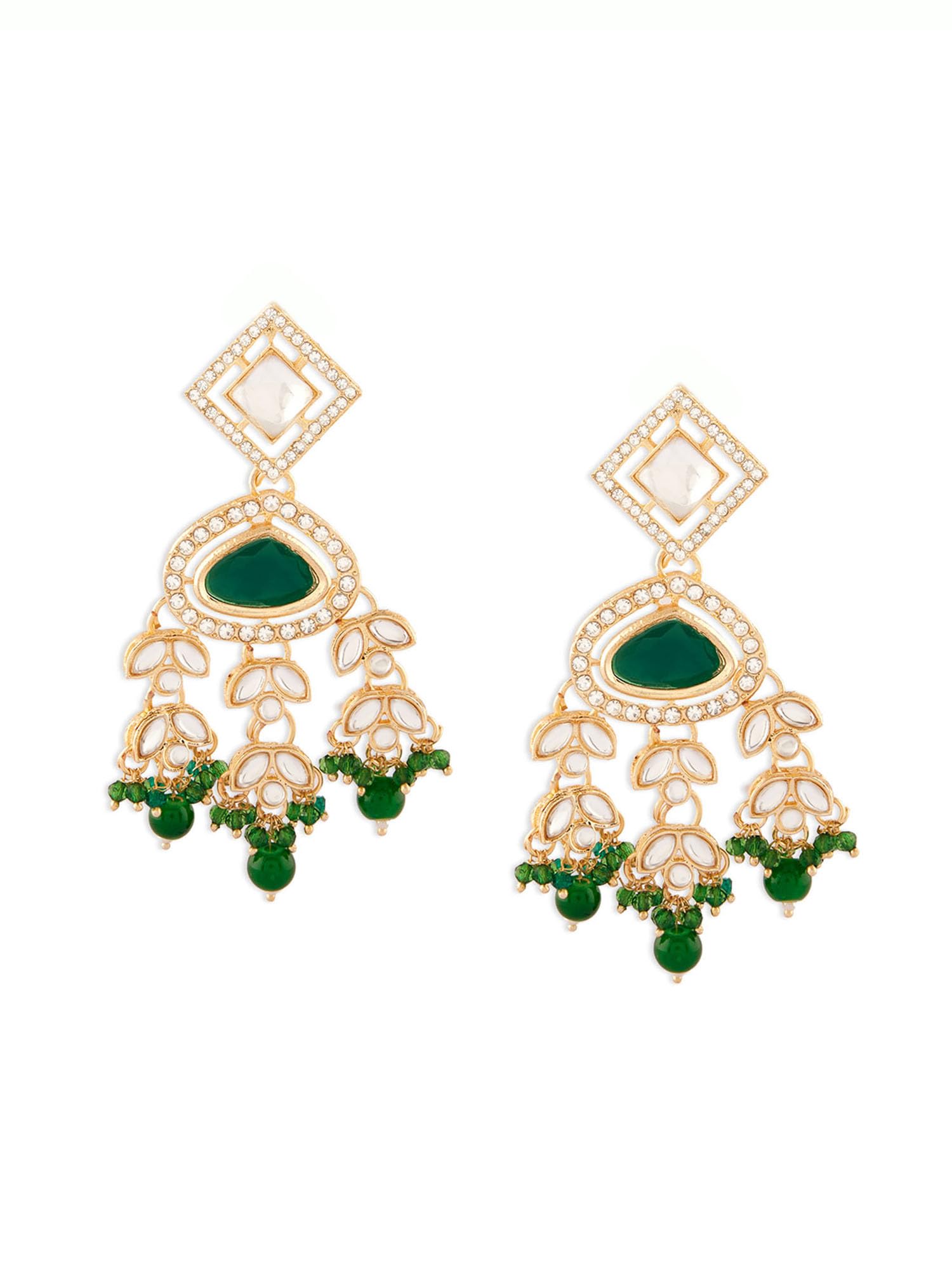 Zaveri Pearls Green Stone Beads Dazzling Austrian Diamonds Dangle Earring For Women-ZPFK18093 (B0D3DBFJY3) Amazon Price History, Amazon Price Tracker
