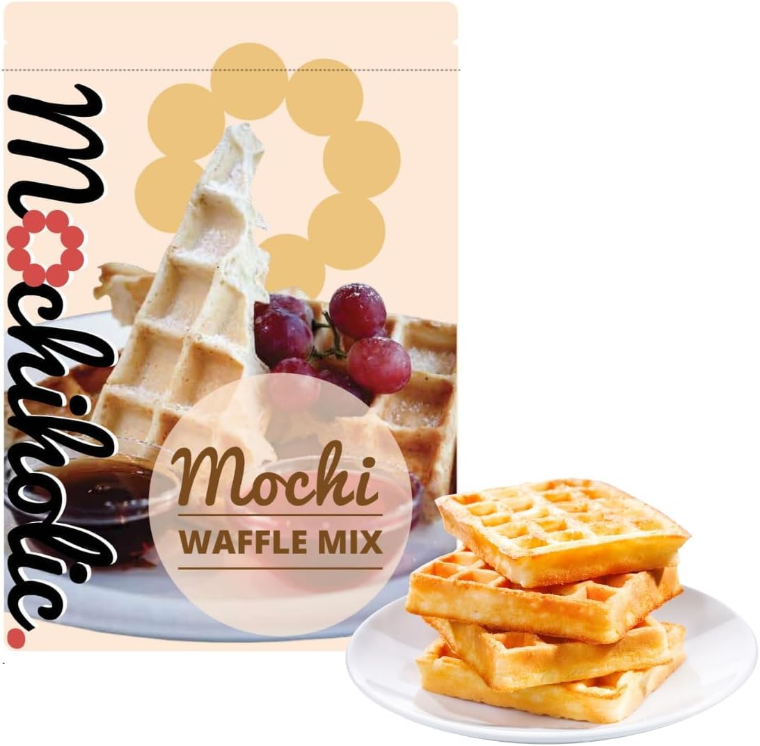 Mochi Waffle Mix Original Recipe - Rice Flour, Low Calories and Sugar - Essential Nutrients - 12 oz Healthy Daily Snacks by Mochiholic (Pack of 1)
