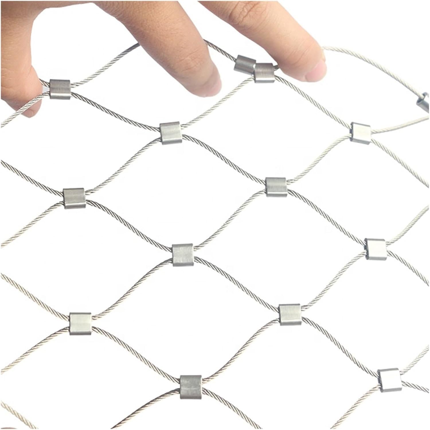 Wzmazingly304 Stainless Steel Rope Net 8cm Mesh Metal Safety Protection Net Anti-theft Anti-fall Net For Stair, Balcony, Garden, Farm(1x2.5m)