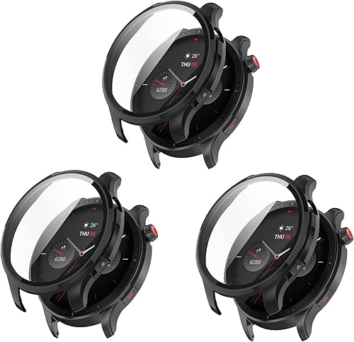 Chofit Paquete de 3 fundas compatibles con Amazfit GTR 4/GTR 4 Pro, funda protectora de policarbonato duro compatible con Amazfit GTR 4/GTR 4 Pro