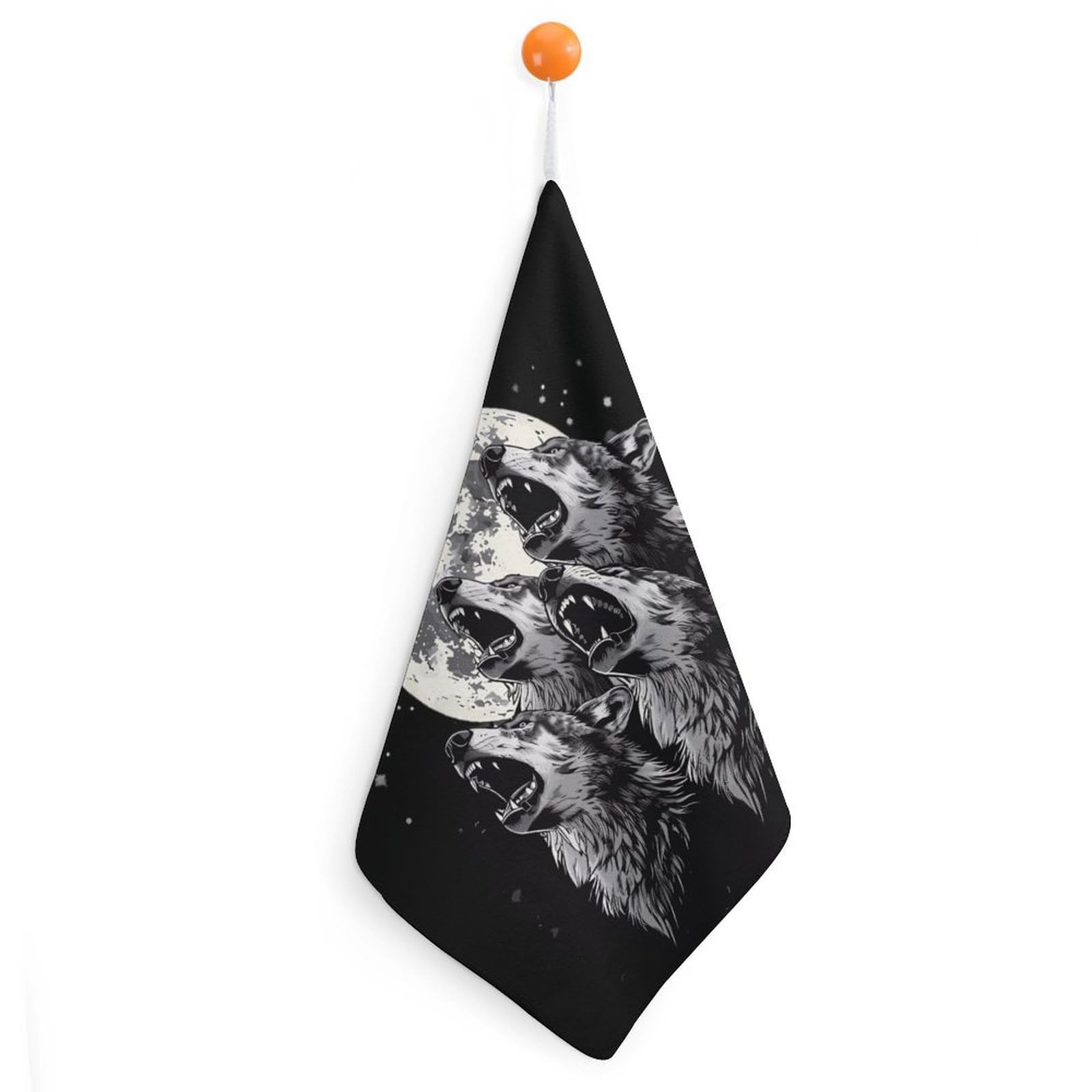 TXFBTRFSA Howling At The Moon Wolves Wolf Hand Towels with Hanging Loop Kitchen Towel Handkerchiefs Cleaning Cloths