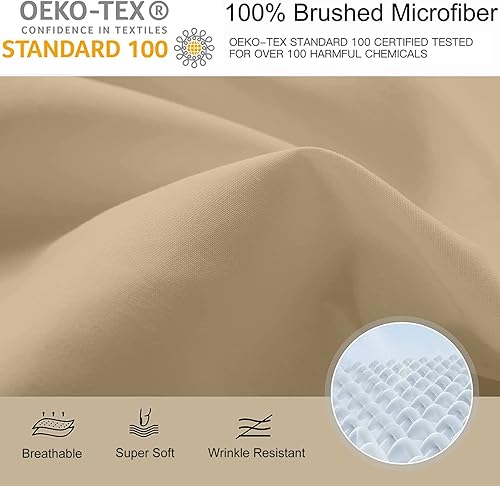 Miniatura 3 de YIYEA Sábana bajera ajustable con funda de almohada, 1800 hilos de microfibra de doble cepillado con bolsillo profundo, sábana bajera ultra suave,