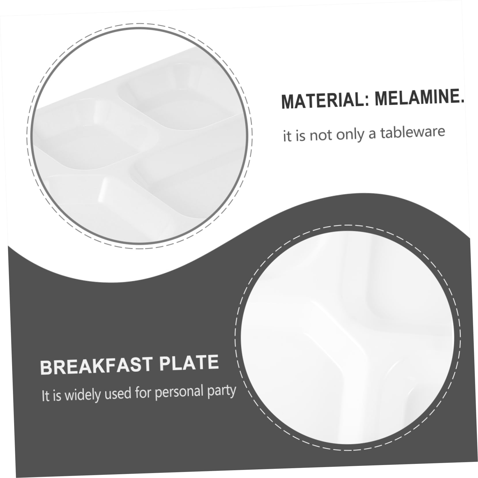 KICHOUSE 1pc Multi-functional Snack Plate 6 Grids Rectangular Food Compartment Tray Lunch Divided Plate