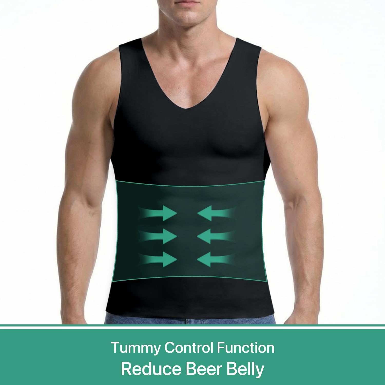 Mens Compression Shirt Slimming, Shapewear Tank Top, Gynecomastia Tummy Control Undershirt, Workout Vest - Image 4