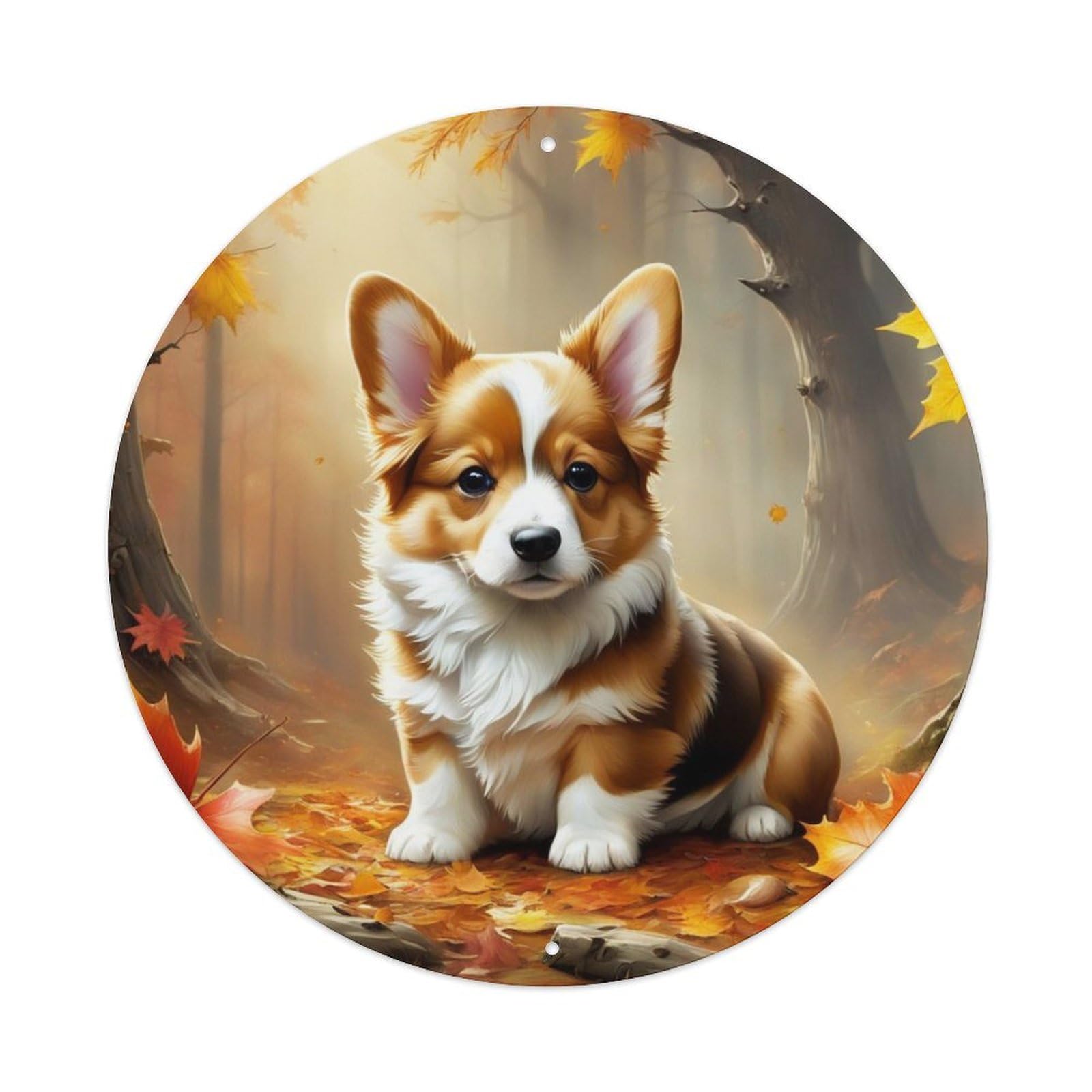 Animal Artwork Corgi in The Forest Metal Tin Sign