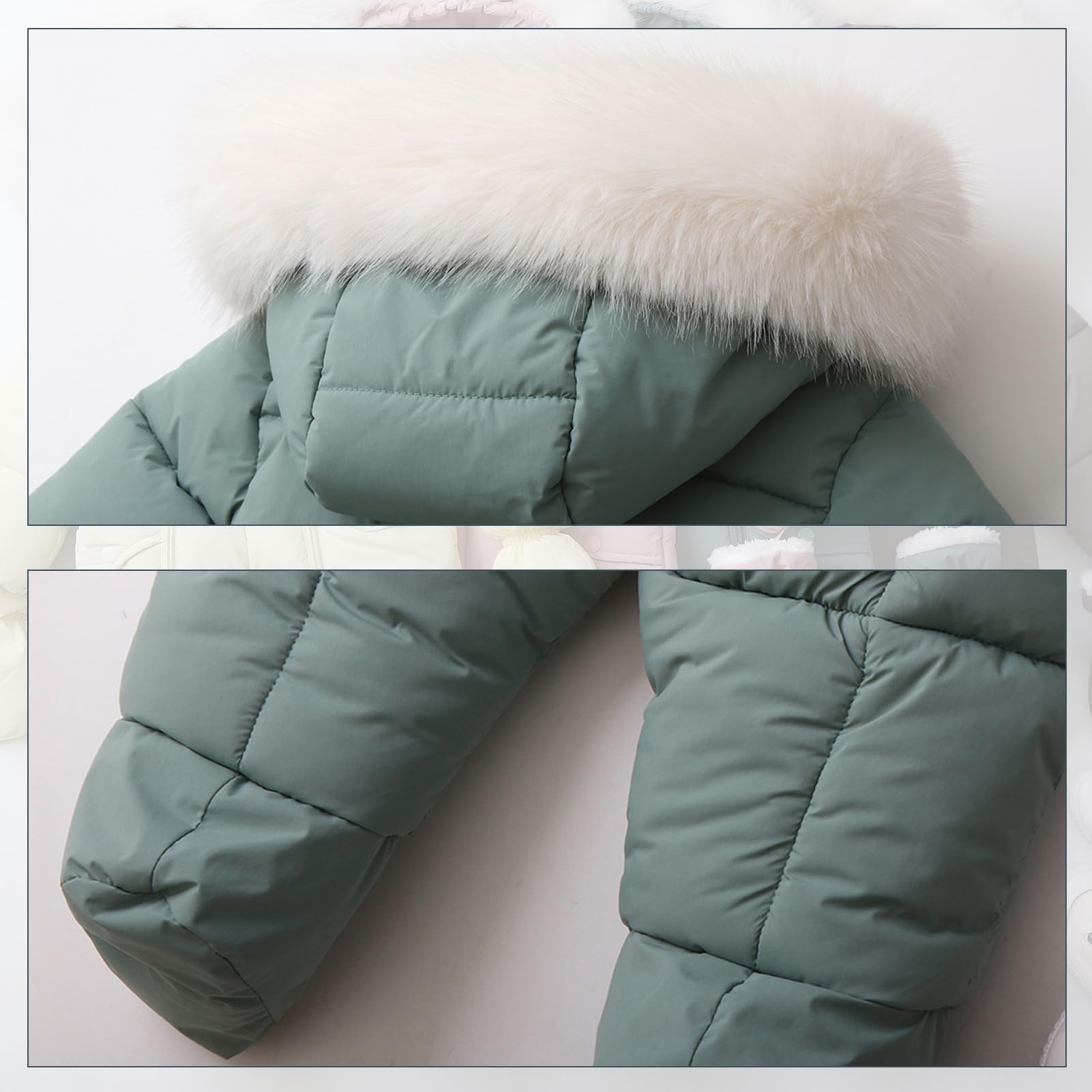 Mono de nieve para bebé con capucha de pelo