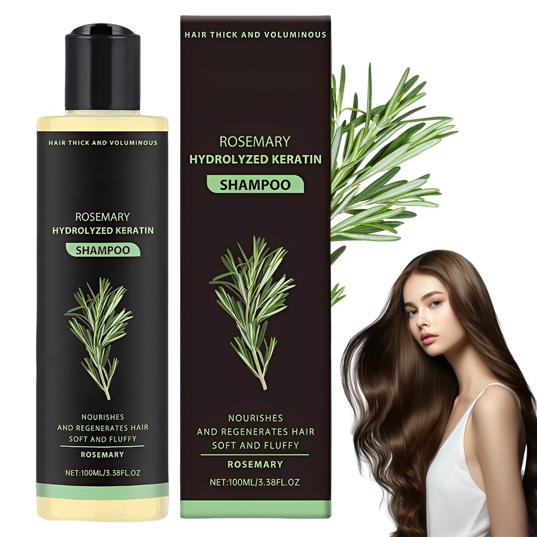 Shampoo Naturale al Rosmarino con Cheratina Idrolizzata – Per Crescita dei Capelli, Anticaduta, Volume e Cura Intensiva, Senza Solfati, per Uomo e Donna (A)