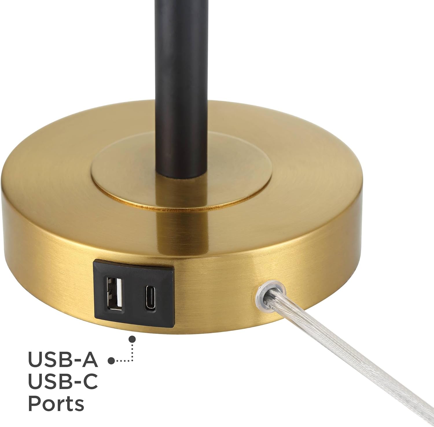 360 Lighting Lenore 22 3/4" High Small Modern Set of 2 Accent Table Lamps with USB Ports A+C Charging Adjustable Height Black Gold Metal Living Room Bedroom Bedside Nightstand House Office Home