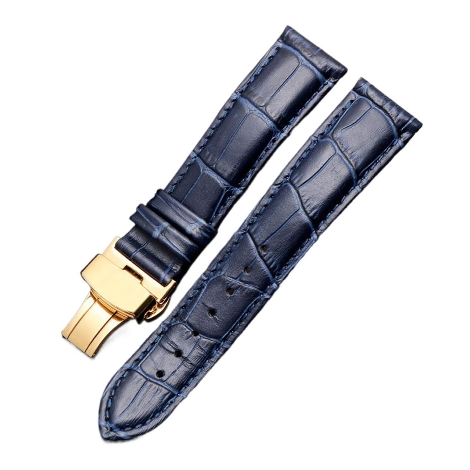 Générique NASUNJIA Bracelet en cuir véritable couleur bleu foncé bracelet de montre fermoir papillon taille 16mm 18mm 20mm 21 22mm 23mm
