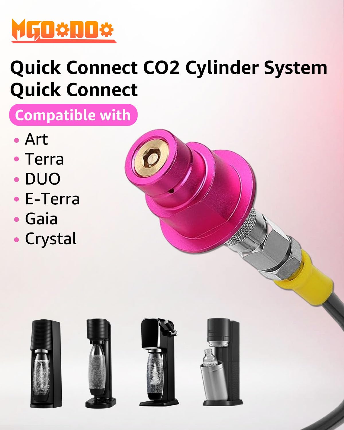 Adapter co2 Flasche Co2 Adapter Hochdruckschlauch, 1,5m, mit 2000psi Manometer, Messing und Aluminiumlegierung, für Wassersprudler Duo, Quick Connect QC und Terra