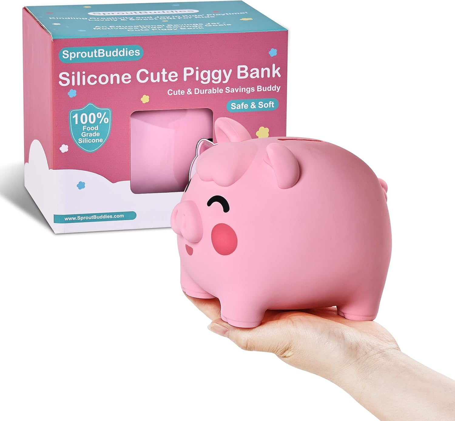 3PCS Cute Piggy Bank Silicone for Adults,Kids,Boys and Girls (Pink&Blue&Purple)