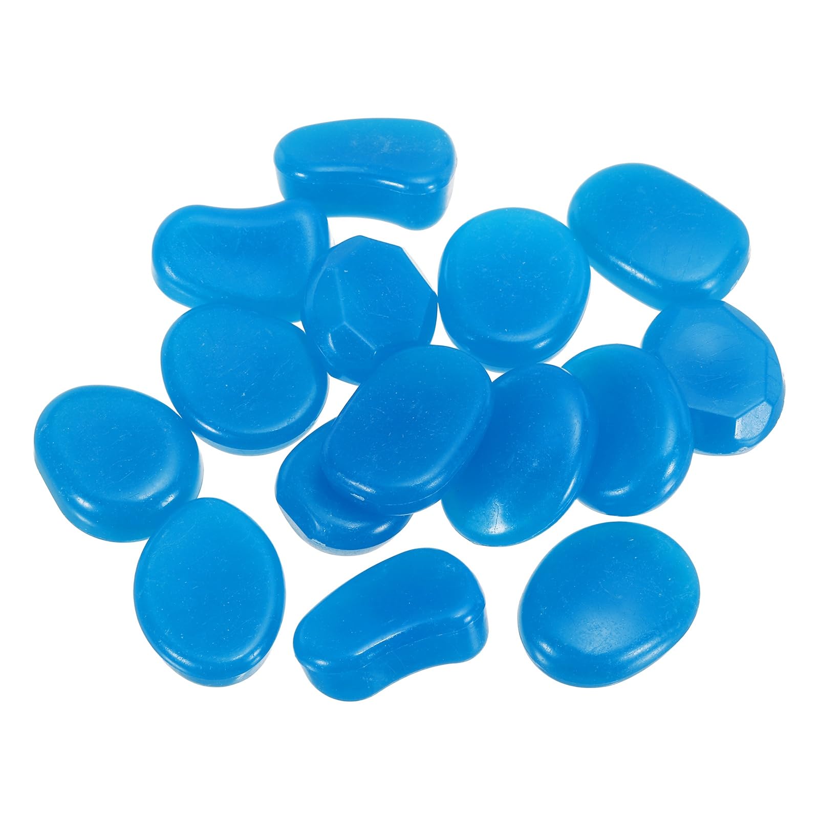 YELARXI Glow in the Dark Stones, Luminous Resin Pebbles Stones Glowing Rocks Decorative Light Up Pebbles Fitting for (Fish Tank/Outdoor Garden Decor/Yard/Walkway) 15 Pcs & Blue