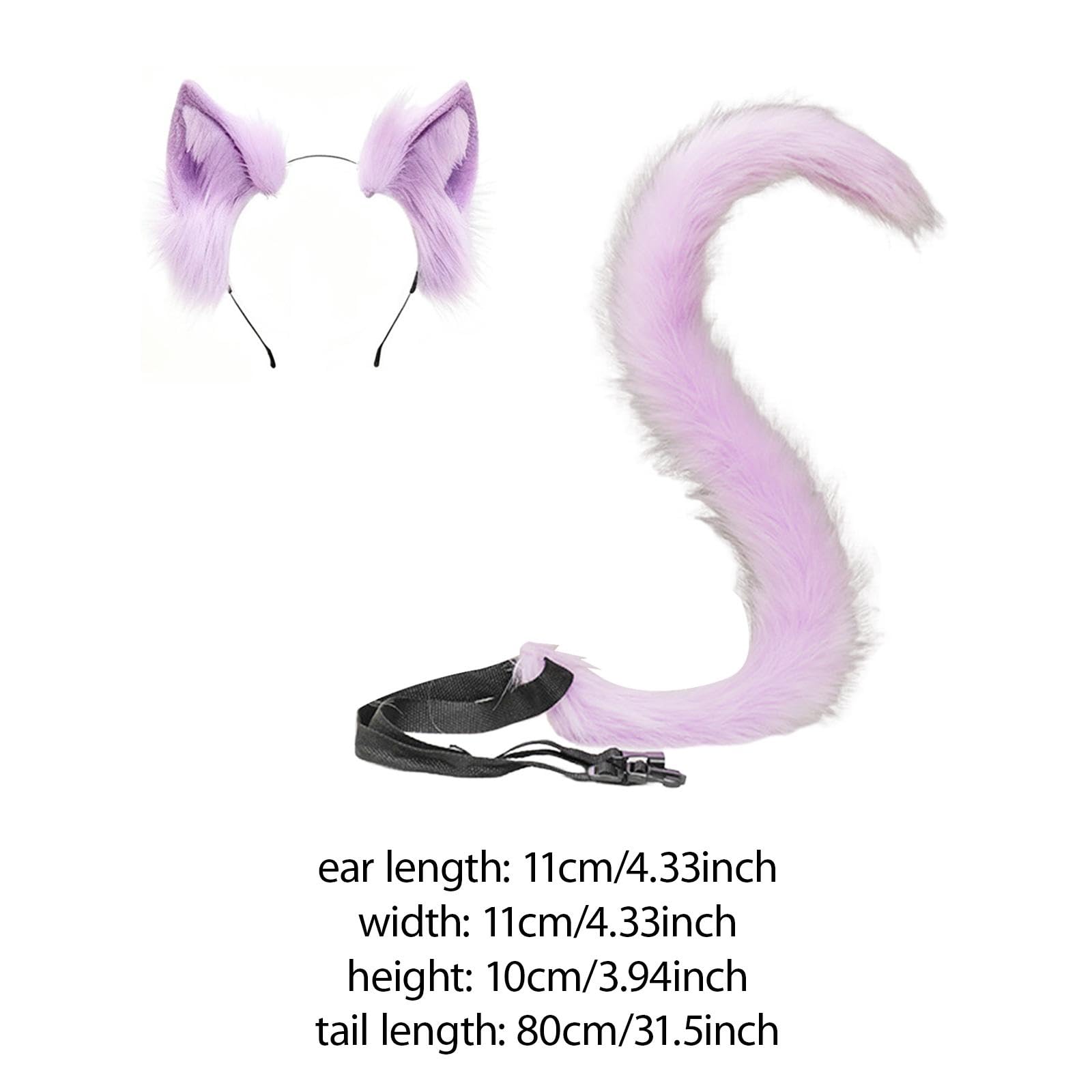 Baoblaze Set di Orecchie e Coda di Gatto, Accessori per Foto, Accessori per Animali per Travestimenti, Oggetti di Scena Natalizi, Viola