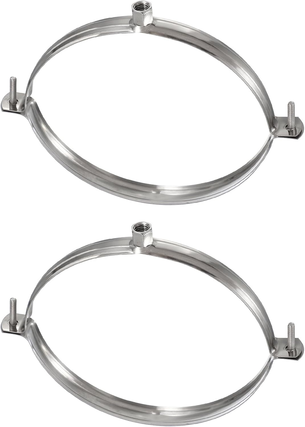 HARFINGTON 5pcs 201 Stainless Steel 0.8"/20mm Split Ring Pipe Hanger Pipe Strap Clamp Split Ring Hanger for Tubing Shower Curtain Tiki Torch, Polished Silver Tone(No Rubber)