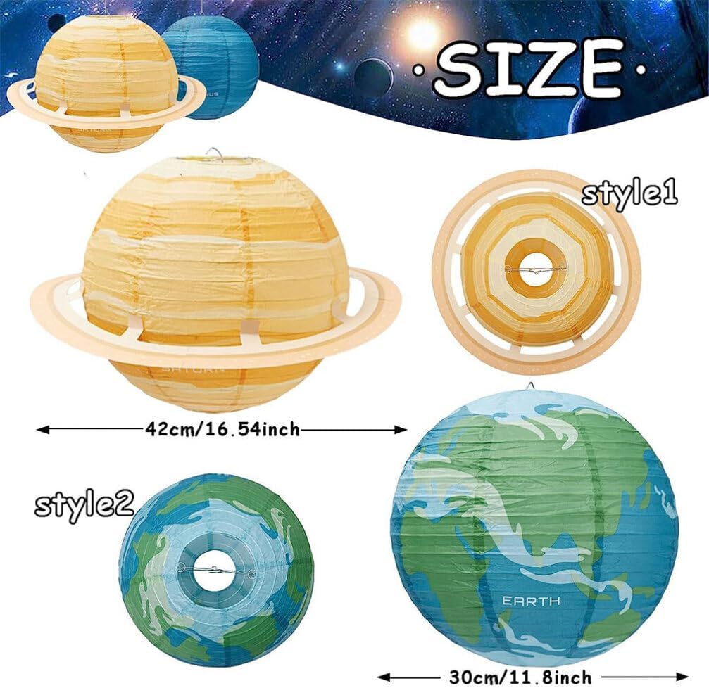 ABOOFAN 3D Planet Paper Lanterns 9pcs Solar System Planets Hanging Lantern Outer Space Party Lantern for Astronaut Themed Birthday Party Ceiling Decorations