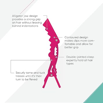 RevAir Up for Grabs Hair Sectioning/Styling Clips Raspberry - expanding clips