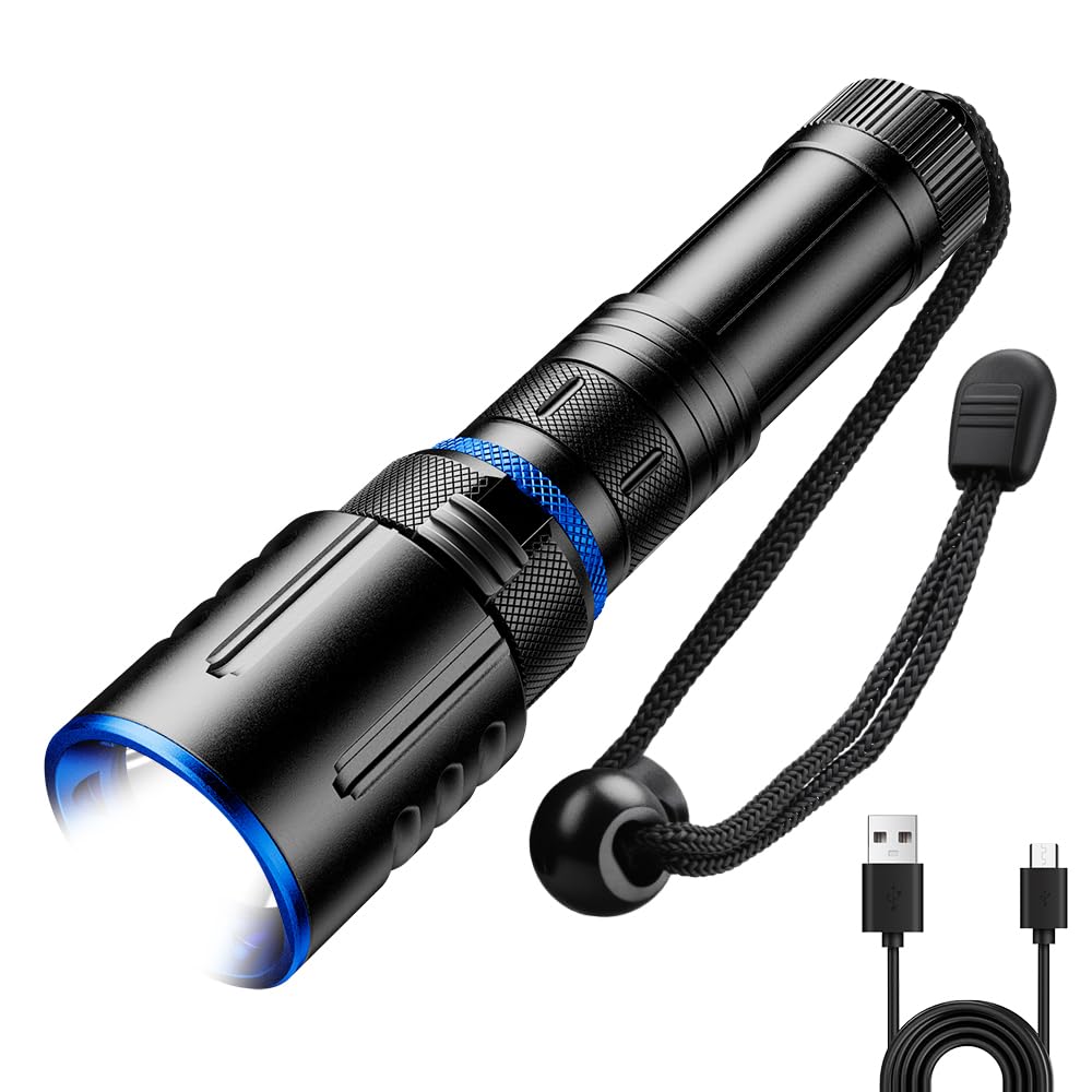 Torcia subacquea, 2000 lumen, torcia subacquea a LED, ricaricabile, impermeabile, luce sottomarina per immersioni notturne in grotte profonde