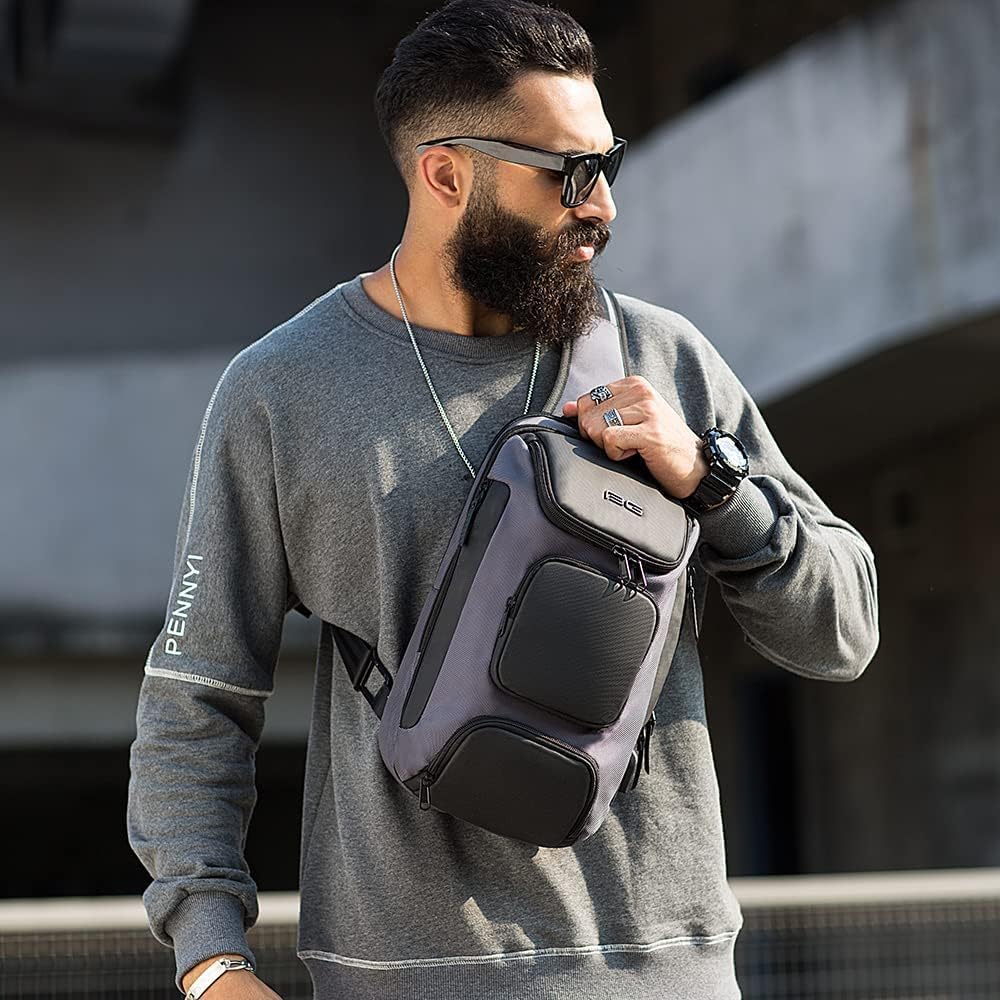 BANGE Men's Sling Backpack - Waterproof Crossbody Bag, Multi-Purpose Shoulder Bag