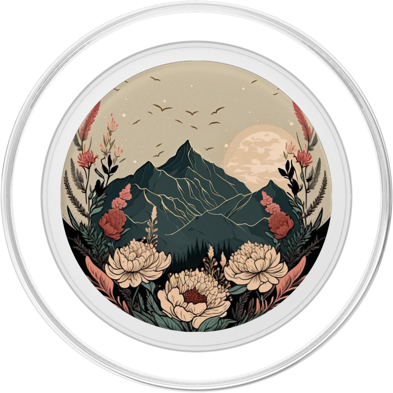 Boho Mountain Moon Phases Floral Aesthetic Chic PopSockets MagSafe PopGrip for iPhone