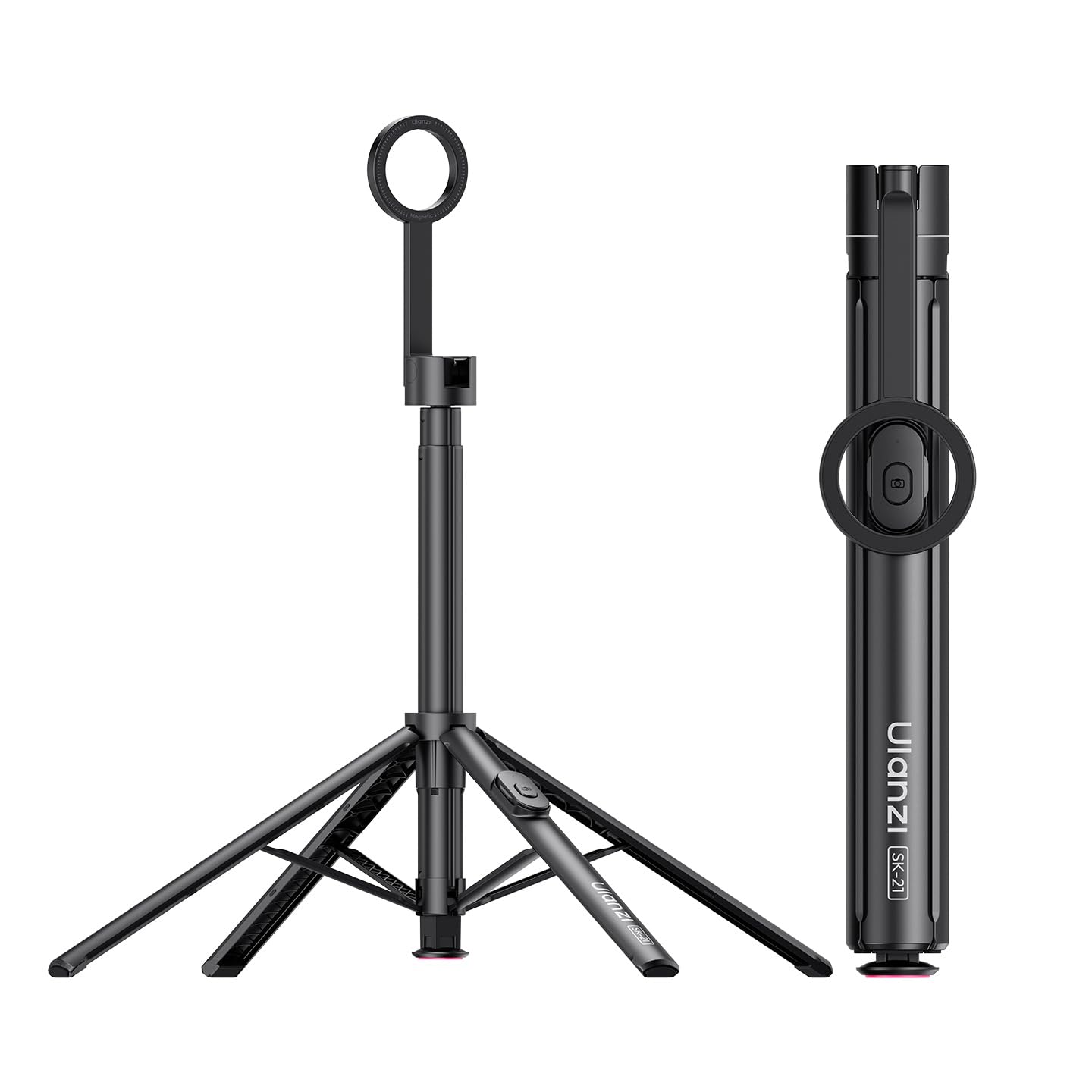 180cm ULANZI SK21 Bastone selfie magnetico 4 Gambe, Apertura e chiusura automatica,Cavalletto telefono con calamita telecomando ricaricabile,Treppiede smartphone magpod,Compatibile con iPhone 17 16 15