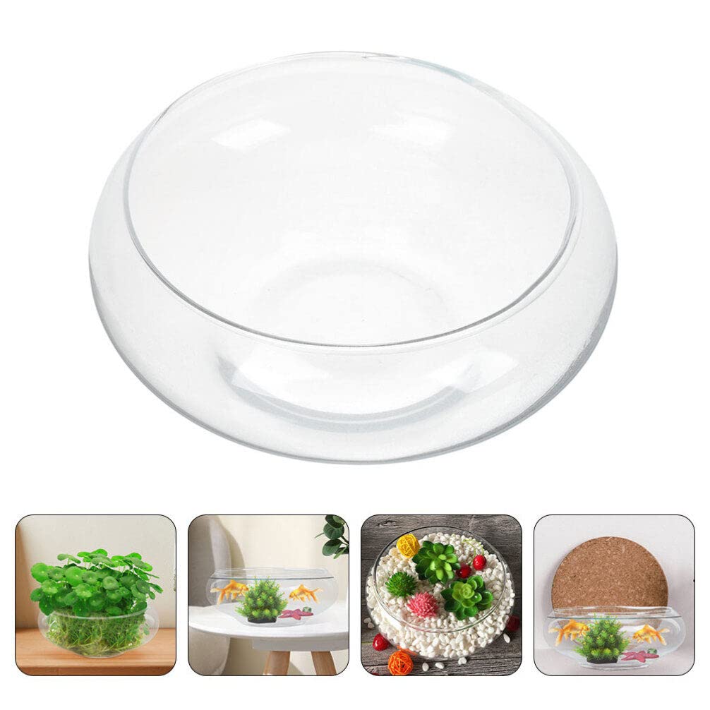 Vase Bol à Poissons Transparent Bol à Bulles Conteneur Plastique Arrondi et Bas Pot pour Plantes Aquatiques Pot pour Jonquilles Hydroponique pour Aquarium