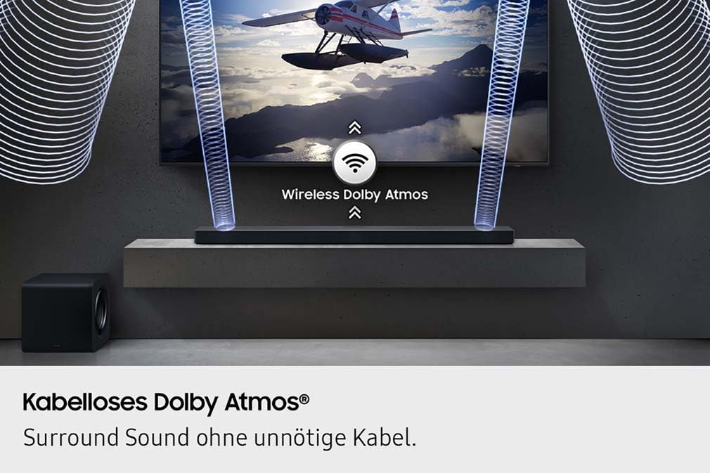 Samsung HW-QS710GF Q-Series 3.1.2-Kanal-Soundbar für Fernseher, TV-Lautsprecher mit kabellosem 6,5"-Subwoofer, Kabelloses Dolby Atmos und DTS:X, SpaceFit Sound, Q-Symphony