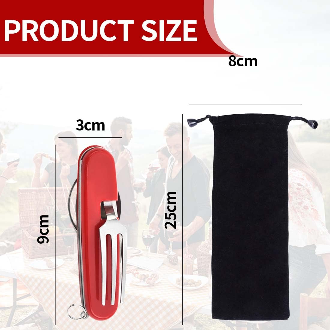 1 Pezzo Posata 4 in 1 Pieghevole, Campeggio Multiuso, Acciaio Inossidabile, Posate Da Viaggio, Set Posate Campeggio, Escursioni, Picnic
