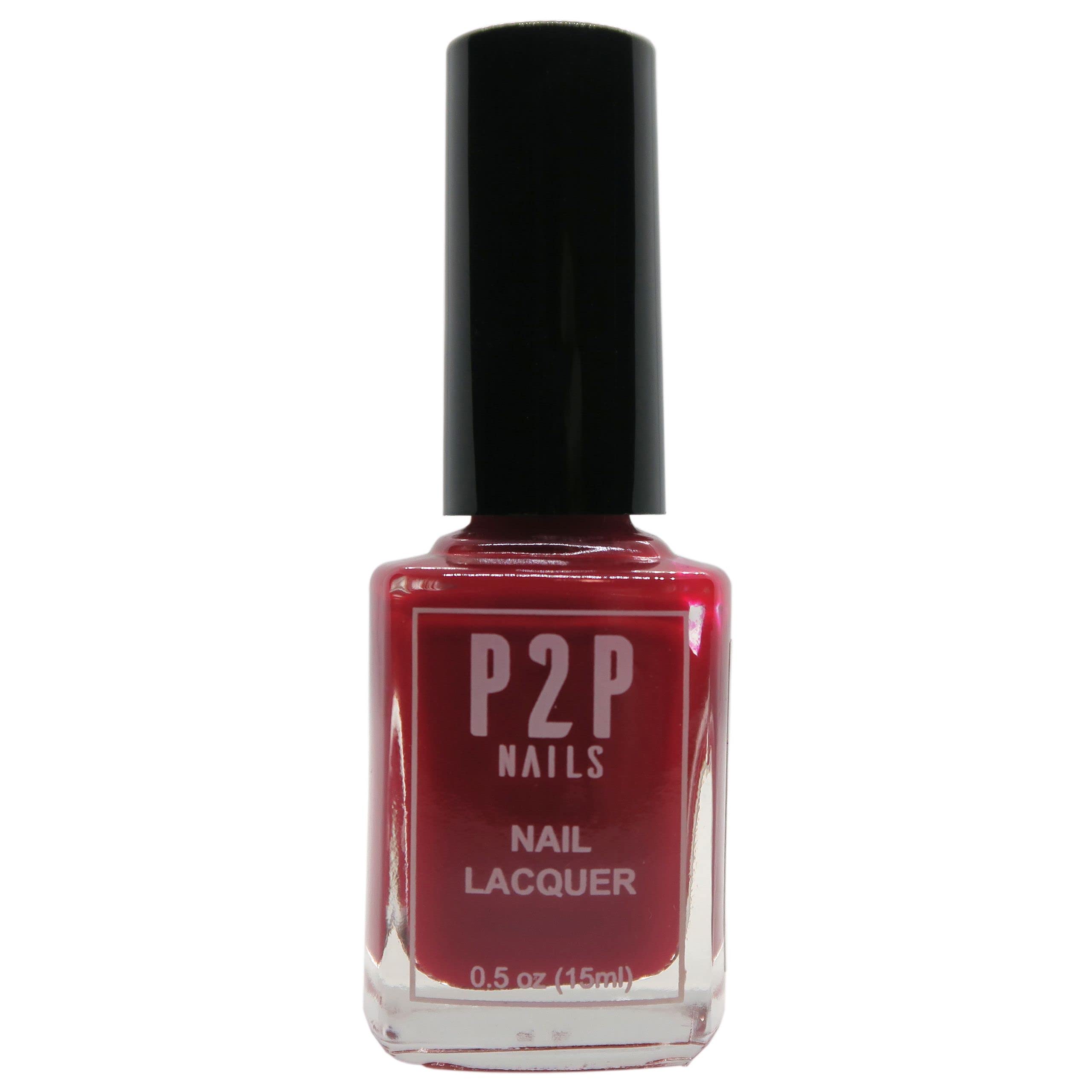 P2P Nails Red Nail Lacquer - Non Chip Quick Dry Nail Gel - All Season Nail Polish - Salon Quality Nail Polish - Natural Shine (Classic)