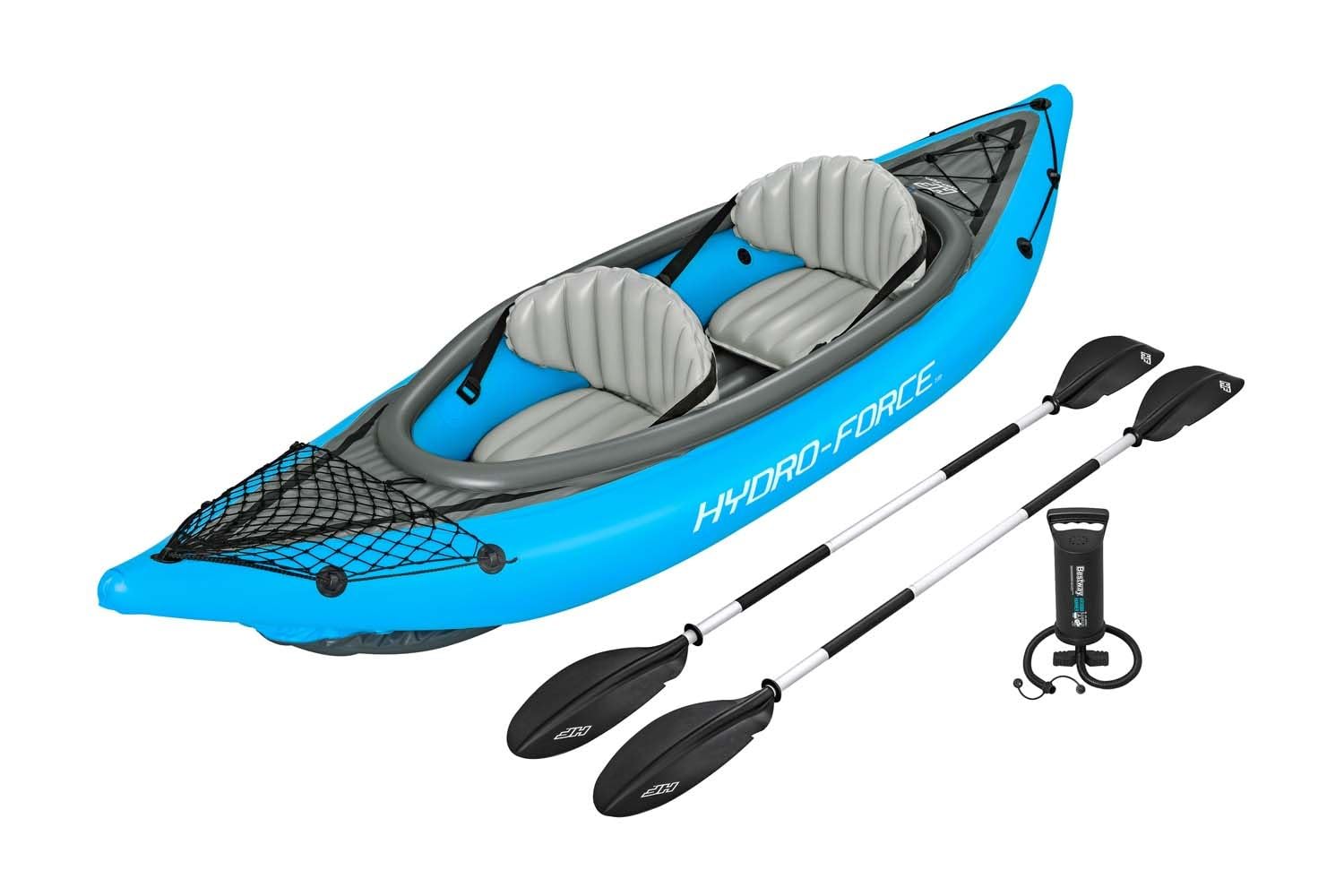 Bestway | Hydro-Force Cove Champion X2 Kayak| Inflatable Boat Set with Hand Pump, Paddles, Seats, Fins And Storage Bag | Two Seater