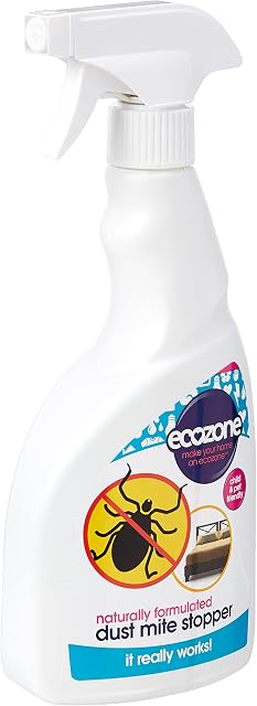 EcoZone Dust Mite Stopper, Anti Parasite Formula, Safe for Homes with Pets & Children, Natural Eco Friendly Vegan & Non Toxic Solution, Allergy Friendly, Cruelty Free, Long Lasting (500ml Spray)