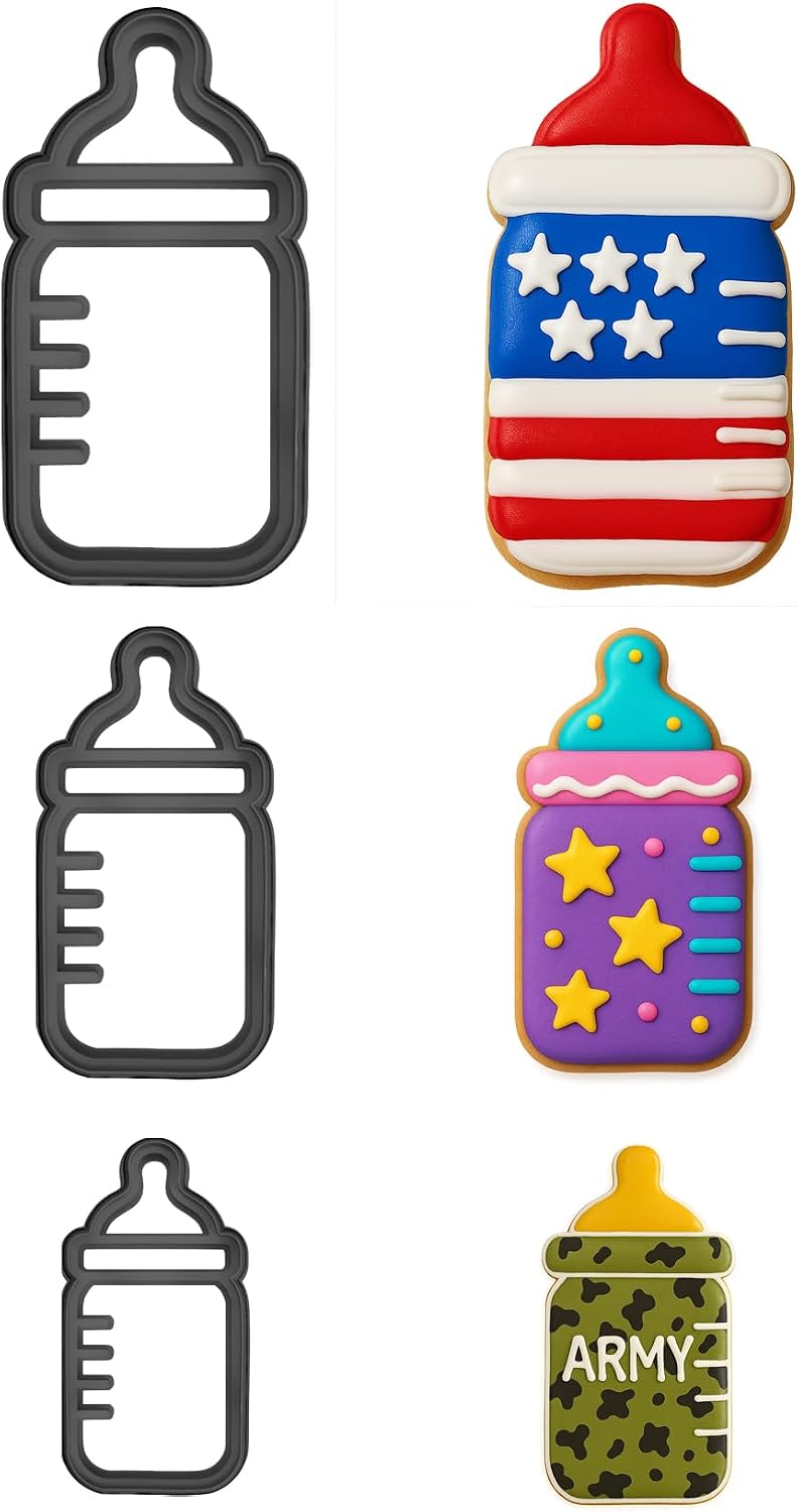 Adorable Baby Bottle Cookie Cutter Set (4", 3", and 2") – Ideal for Baby Showers, Fondant, and Newborn Celebration Cookies (Random Color)