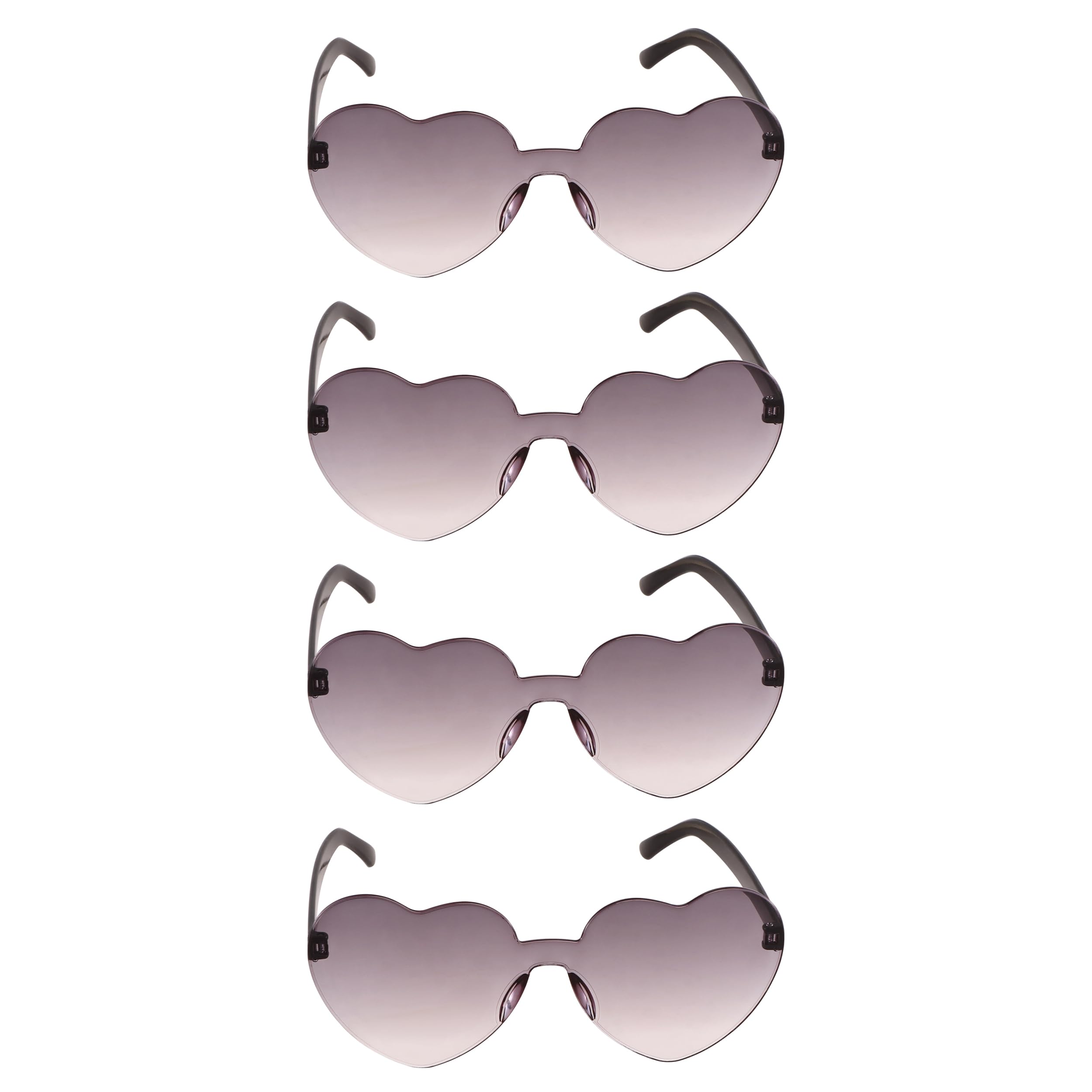 Chaks - 4 Pack Heart Shaped Sunglasses Retro Party Glasses with Gradient Colour Hippie Glasses for Festivals and Theme Parties