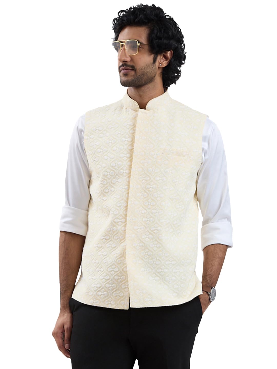 vastramay Unisex Adult Men's Yellow Cotton Nehru Jacket-picture-39