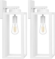 Vista 9 de BesLowe - Paquete de 2 lámparas de pared para exteriores, faroles impermeables y modernos, dispositivos de iluminación para porche, con casquillo