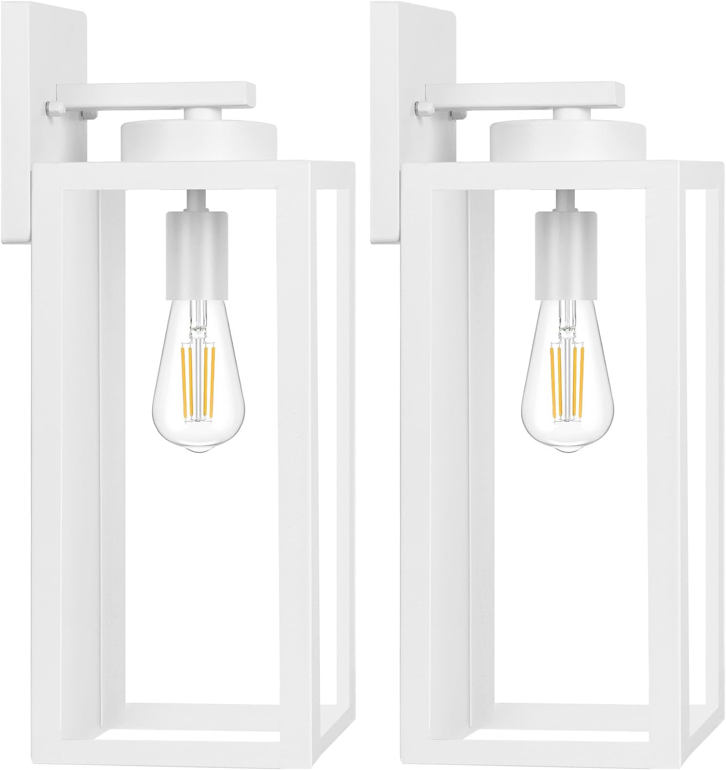 Large Size Outdoor Wall Light Fixtures, Exterior Lighting Fixtures Porch Sconces Wall Mounted, Waterproof White Outdoor Wall Lanterns Lamps, Outside Lights for House Patio Front Door Entryway, 2-Pack