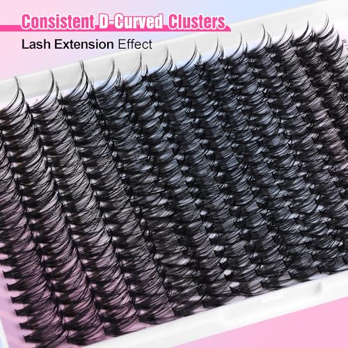 Image of Pawotence Lash Extension Kit DIY 40D 12-18mm Individual Lashes Clusters Kit 280pcs Cluster Eyelash Extensions Kit with Lash Bond and Seal, Tweezers for Self Application (Long 40D, 12-18mm, Kit)