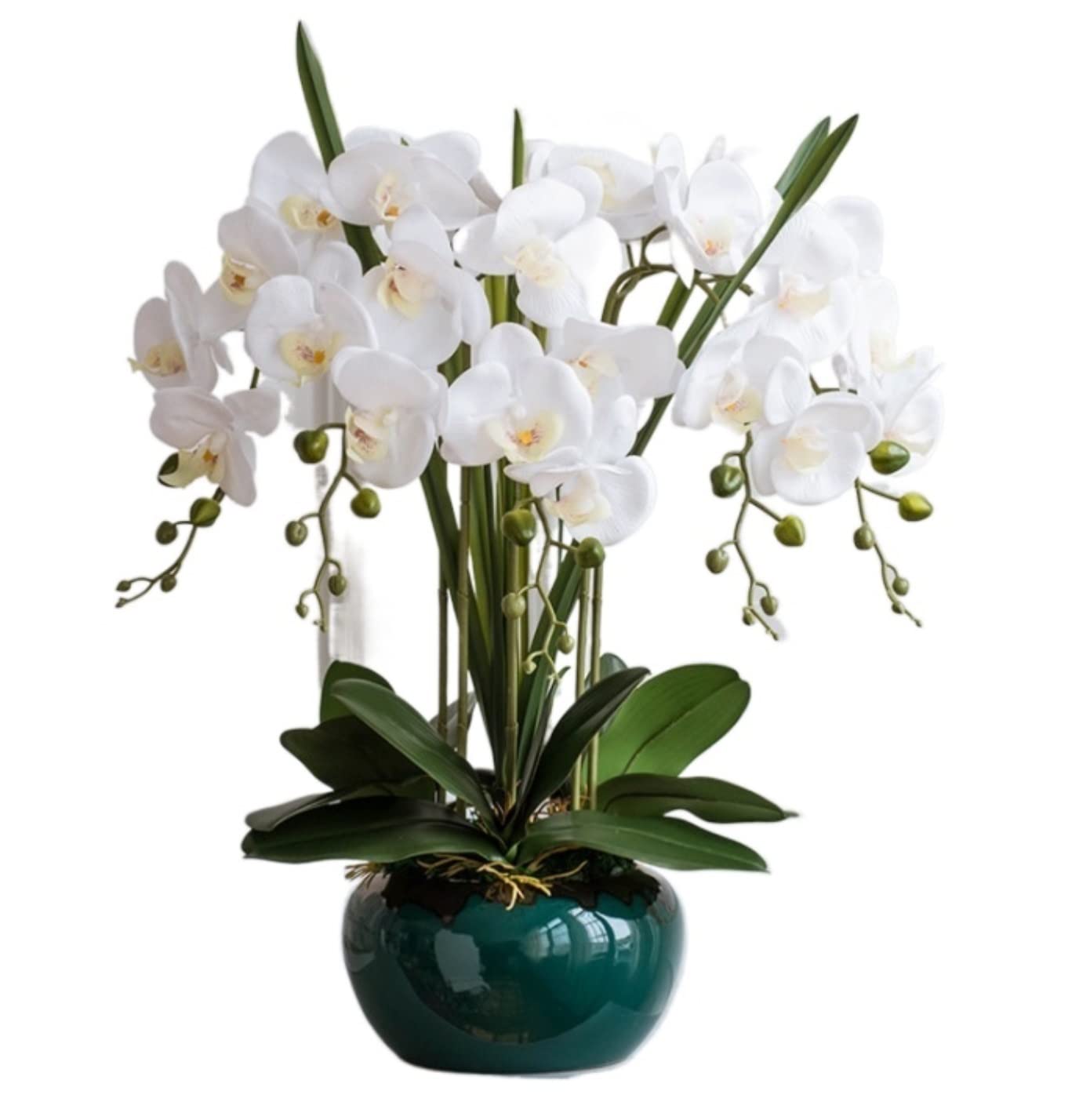 Element Wystroju Domu Pięknie Sztuczne Kwiaty Jedwabne Falenopsis Sztuczny Kwiat Dom Biuro Dekoracja Ogrodowa Ozdoby Salonu(White)