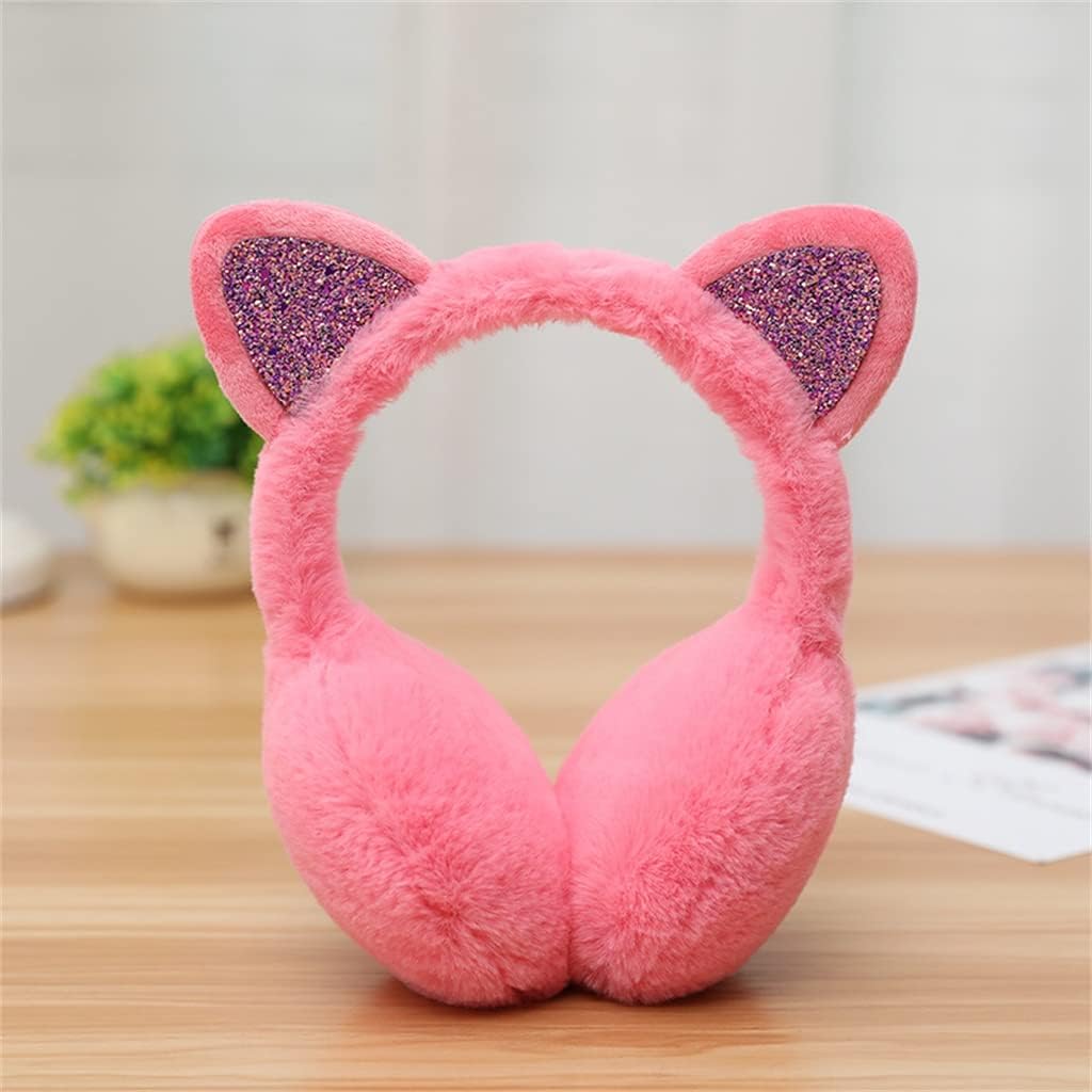 Lovely Women Girl Winter Cute Ear Warmer Earmuffs Cat Muffs Glitter Sequin Earflaps Soft Plush Warm Headband