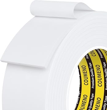 White Foam Tape, 50mm x 3m, Weather Stripping for Doors & Windows.