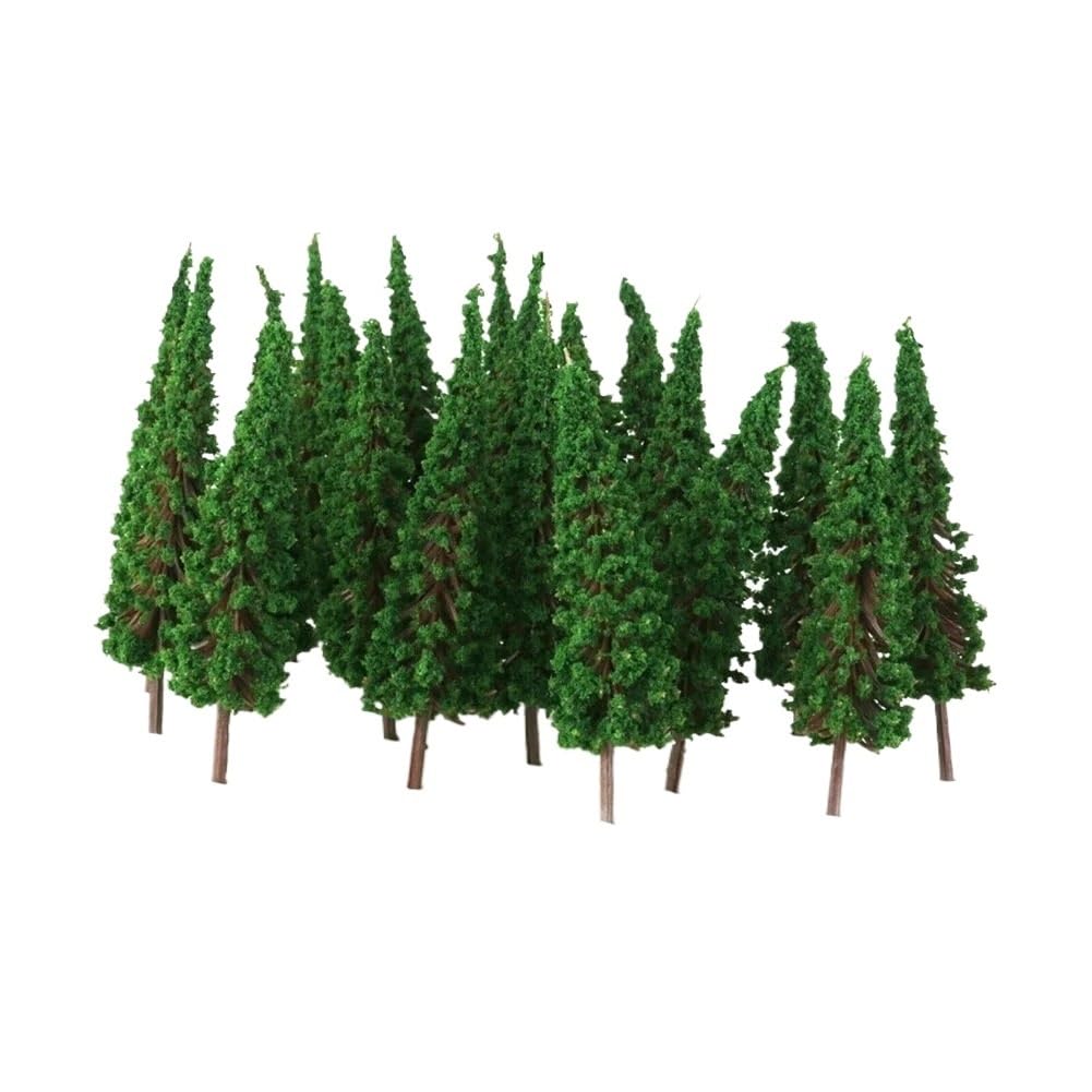Artificial Model Tree 10pcs Green Model Trees, Pine for N/OO Gauge Scale Railroad Layout Decorate, Landscape Architecture(Light Green)