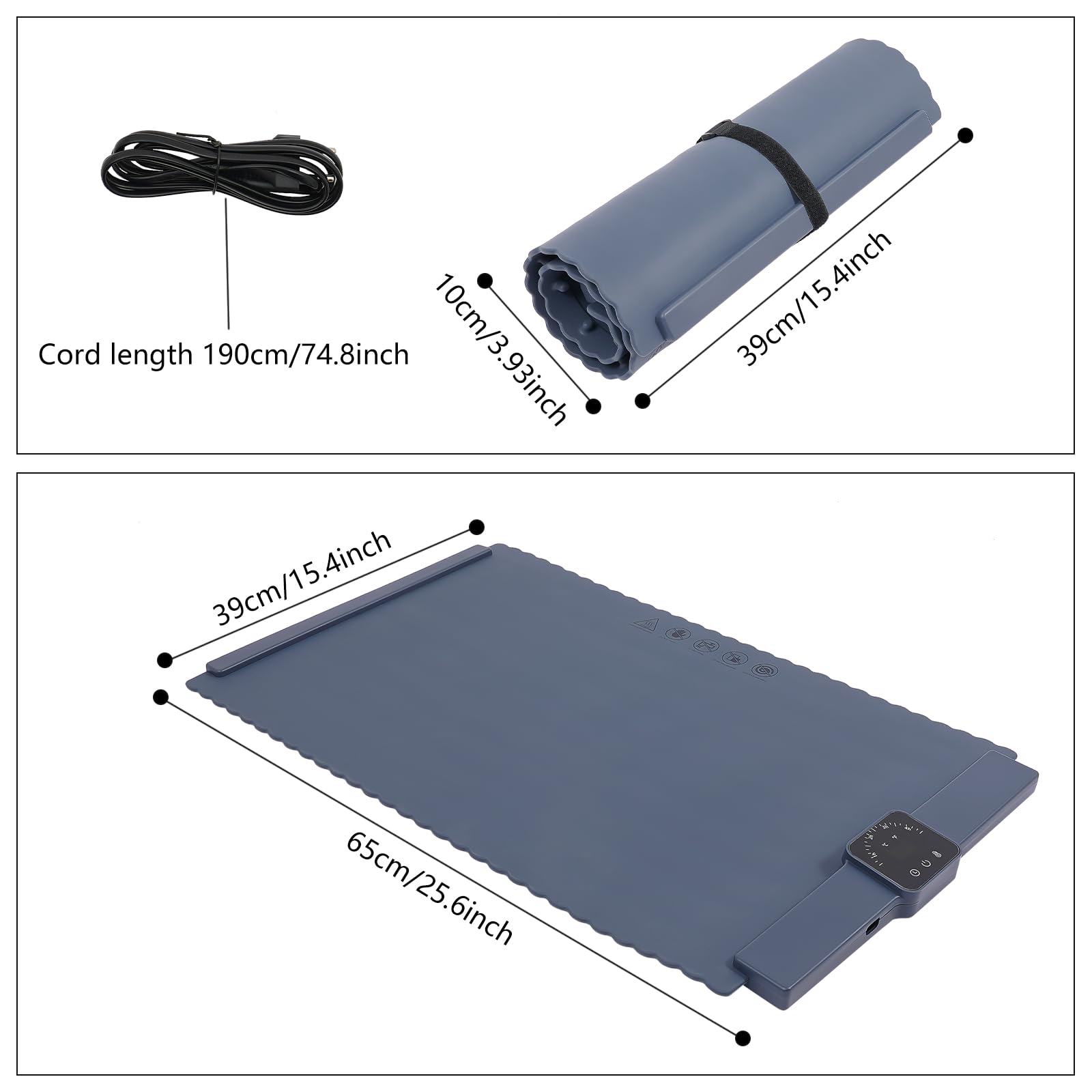 WooDerson Piastra riscaldante per alimenti, cuscino elettrico portatile per alimenti, tappetino termico elettrico con 5 impostazioni di temperatura, per buffet party, famiglia, 65 x 39 x 2,1 cm (blu)
