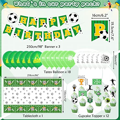 Soccer Party Supplies, Soccer Birthday Party Decorations, Sports Theme Party Pack, Football Tableware Set For Boy, Including Plates, Cups, Napkins, Tablecloth, Balloons (B) #TOP1