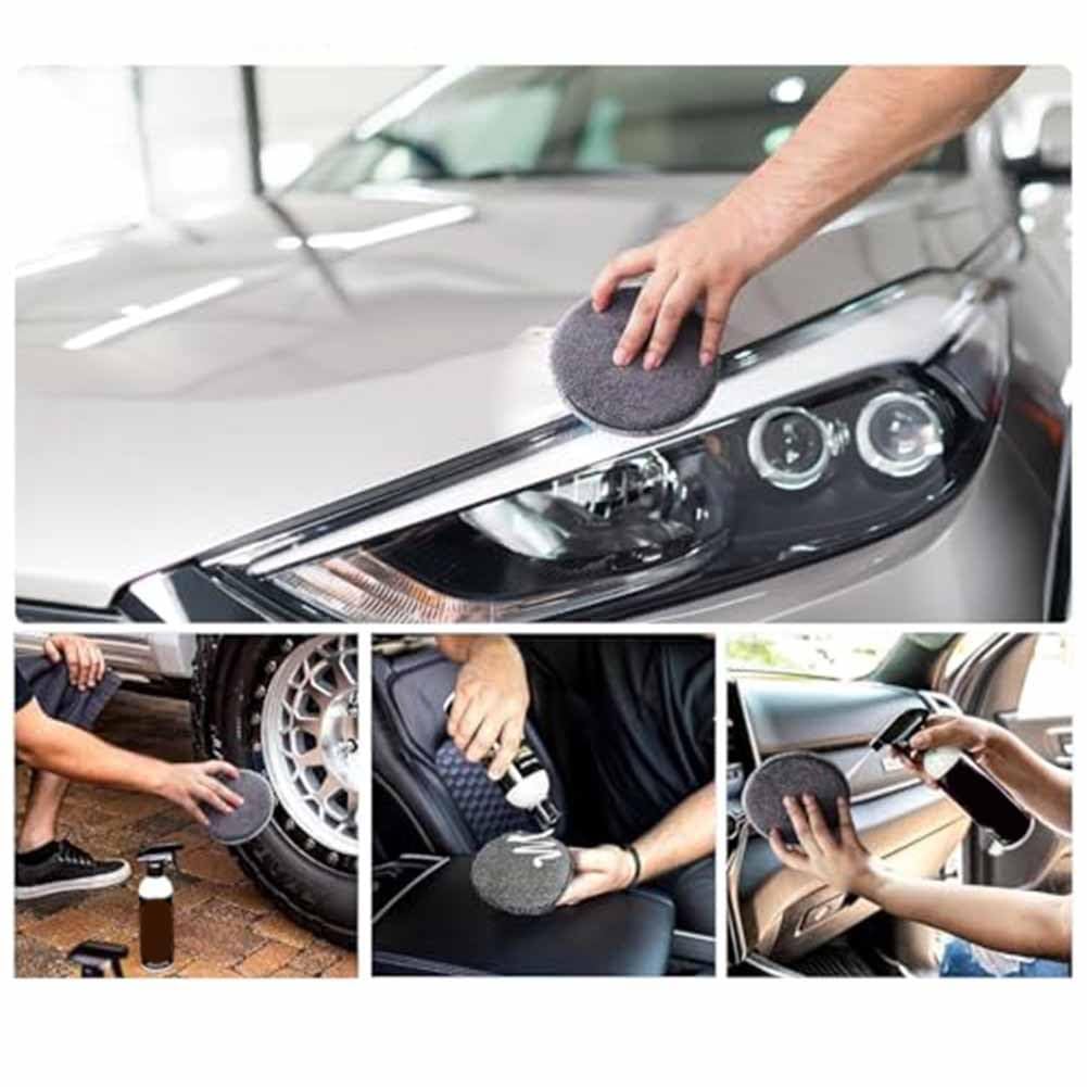 ZYWUOY Kit di pulizia per lavaggio auto, set di 9 attrezzi in microfibra con tamponi per lucidatura, spazzole e asciugamani per interni ed esterni