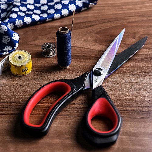 Livingo 2 Pack Premium Tailor Scissors Heavy Duty Multi-Purpose Titanium Coating Forged Stainless Steel Sewing Fabric Leather Dressmaking Comfort Grip Shears Professional Crafting (8.5+9.5Inch) #TOP5
