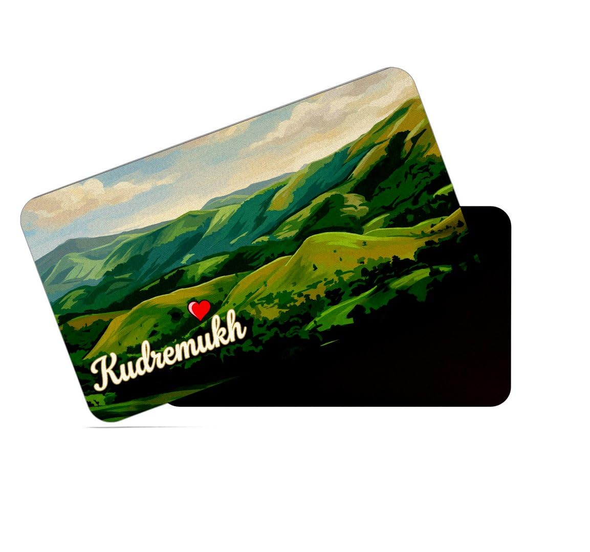 dhcrafts Rectangular Rubber Fridge Magnet/Magnetic Card Multicolor Karnataka Chikkmagaluru Kudremukh Design Pack of 1 (8.6cm x 5.4cm)-image-48