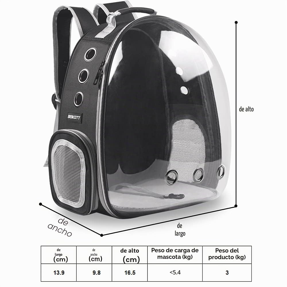 Aukor Mochila para Gatos, Mochila de Burbujas, Mochila Transparente para Mascotas y Gatos, con ventilación, Aprobado por aerolíneas, para Viajes y Mascotas, para Gatos y Perros