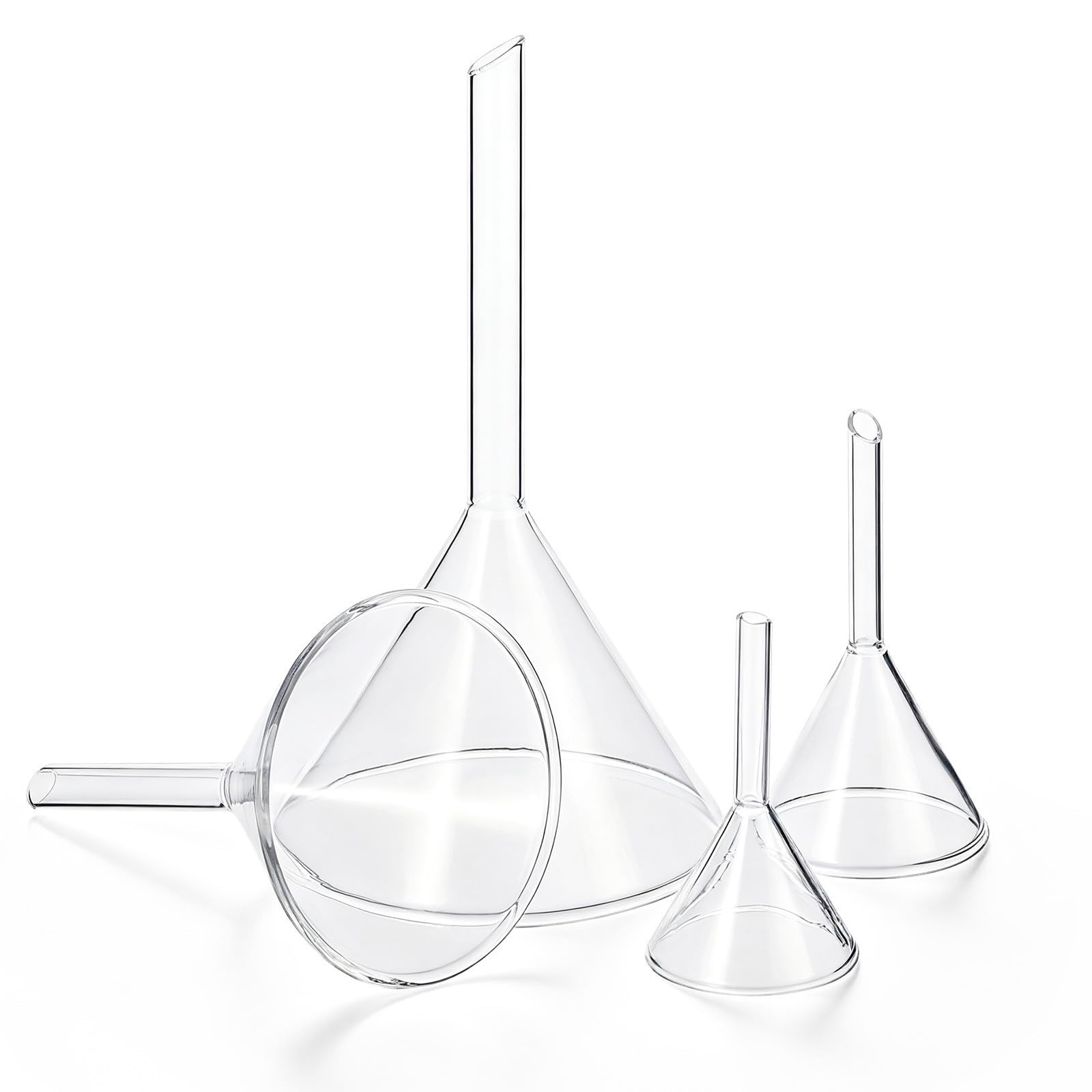 Laborglasgeräte 4 teilig Glasrunder Trichter Set Mit Hitzebeständigkeit Für Chemische Labore Und Präzises Flüssigkeitstransfer